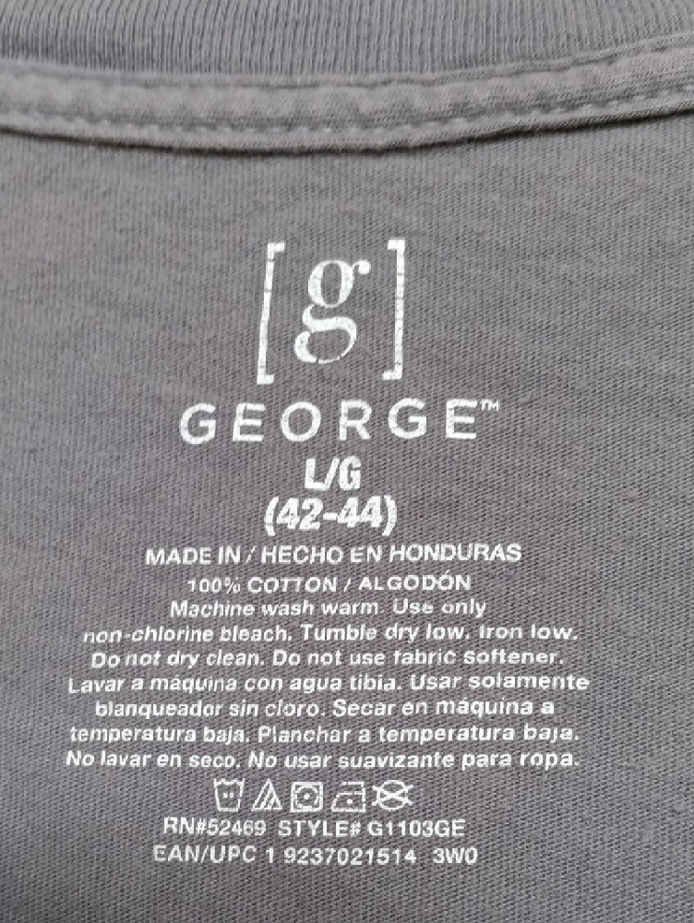 George Men's V-Neck Short Cotton Sleeve Tee - Gray - Picture 2 of 3